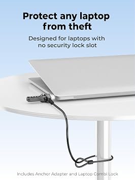 Universal Laptop Security Lock | Includes Anchor Adapter | Compatible With All Laptops | 1.7m Length | Strong Steel Security Cable | 4 Digit Combi Lock