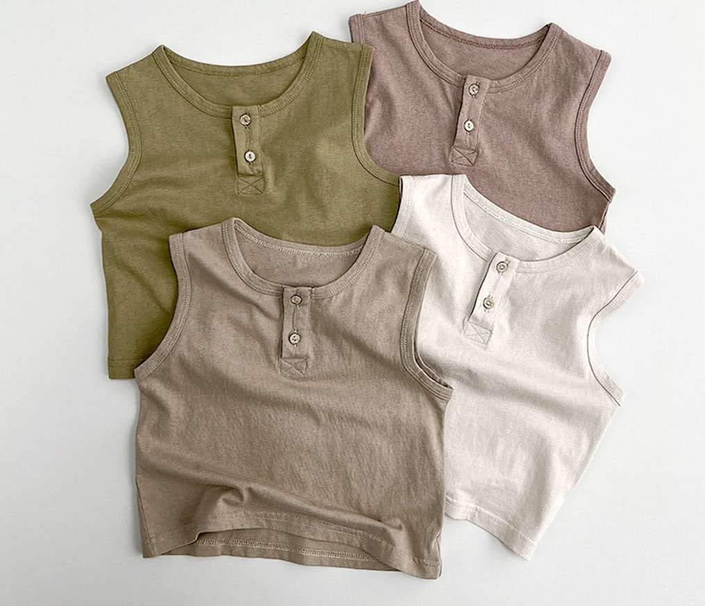 LNICEAR Toddler Baby Boys Girls Solid Color Sleeveless T-Shirt Casual Tank Tops Vest Basic Kids Summer Cotton Tees Army Green 3-4 Years