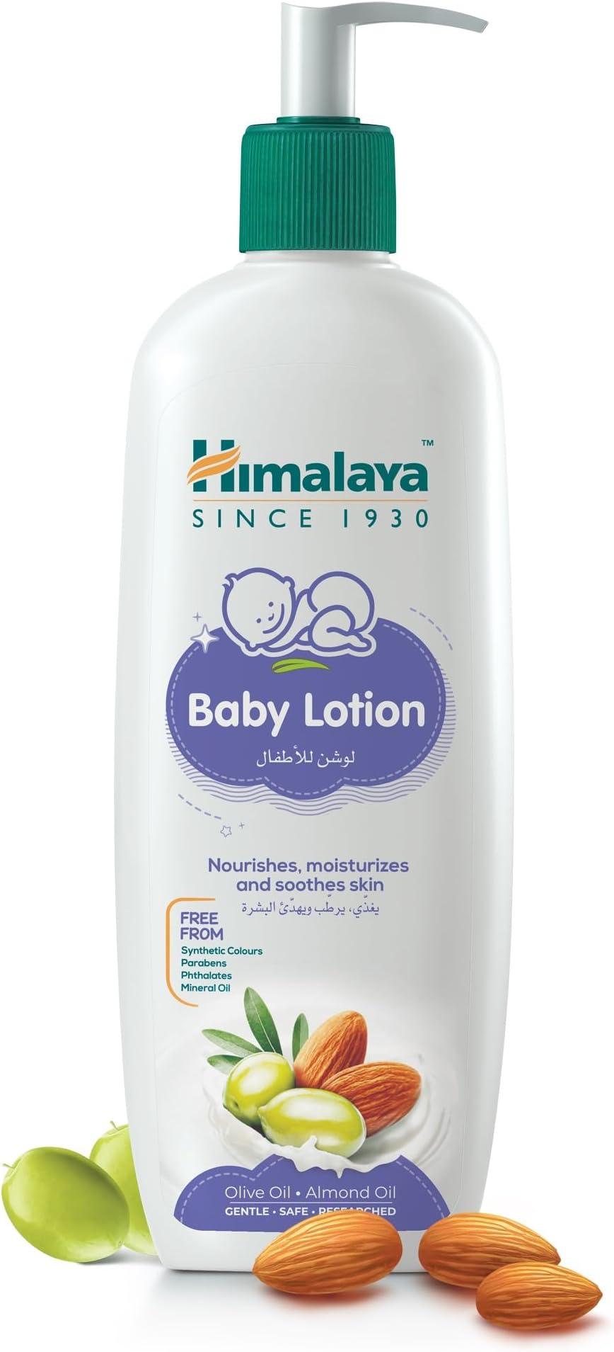 Himalaya Gentle Baby Lotion pH 5.5 | 95% Natural Origin Ingredients | With Olive & Almond | Free from Mineral Oil, Parabens & Alcohol | Safe for Newborns | Pump Dispenser | 600ml