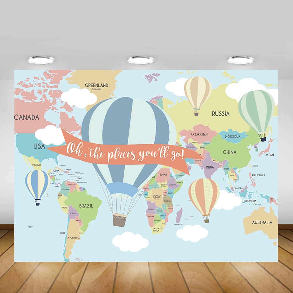 Mocsicka Hot Air Balloon Baby Shower Backdrop Oh The Places You'll go