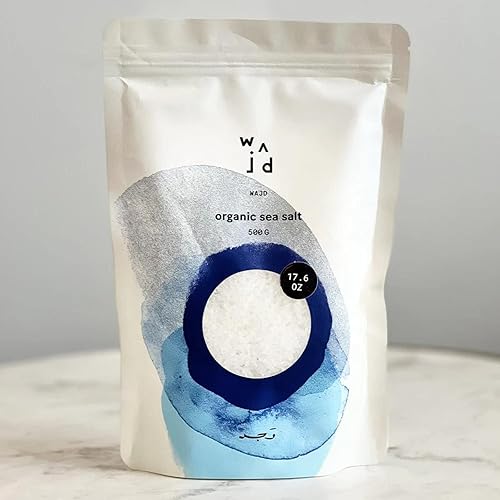 WAJD - Sal marina natural, secada al sol, cristalizada en sal marina natural, bolsa de sal marina 100% natural sin refinar