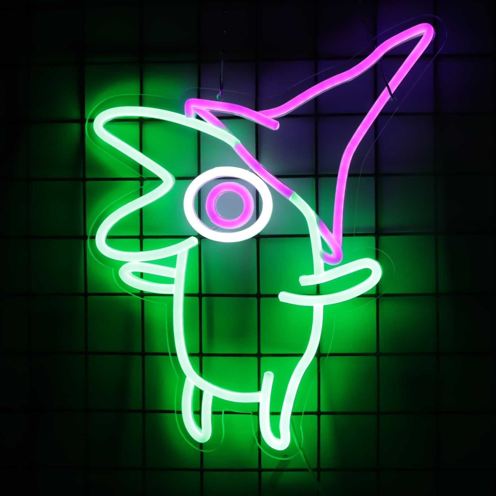 Letrero de neón verde de dibujos animados para dormitorio, sala de juegos de anime, cueva de hombre