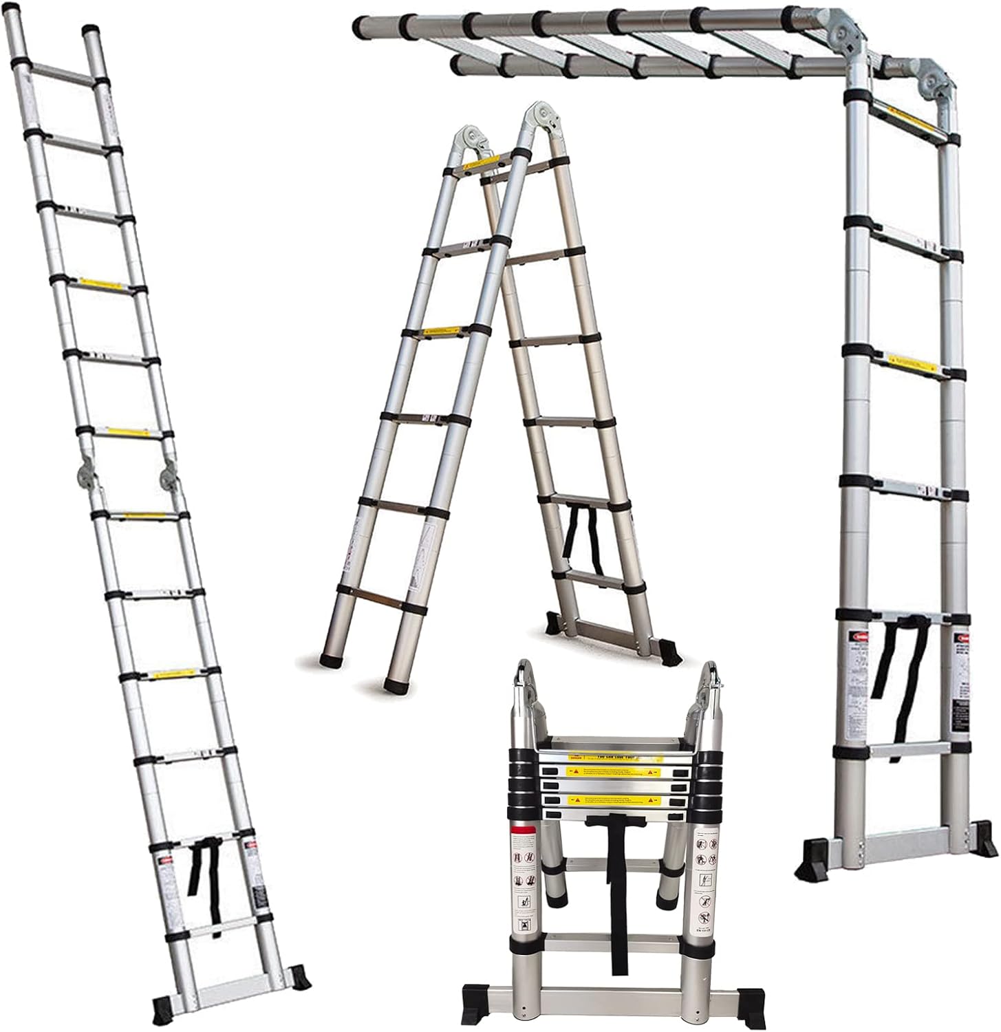 Telescoping Ladder, 12.5FT Extension Ladder 2in1 AFrame Lightweight
