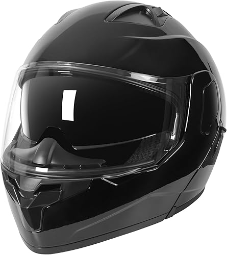 Miniatura 2 de SPARK Casco modular con visor abatible de doble visera para motocicleta, aprobado por DOT, de cara completa para adultos, hombres y mujeres (Negro