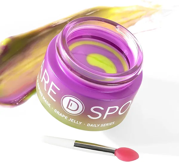 SPODARE Lip Mask, Hydrating Overnight Lip Sleeping Mask, Lip Moisturizer for Dry Cracked Lips Care, Dual-Color Korean Lips Balm with Vitamin C and Shea Butter for Nourishing and Softening Lips - Grape