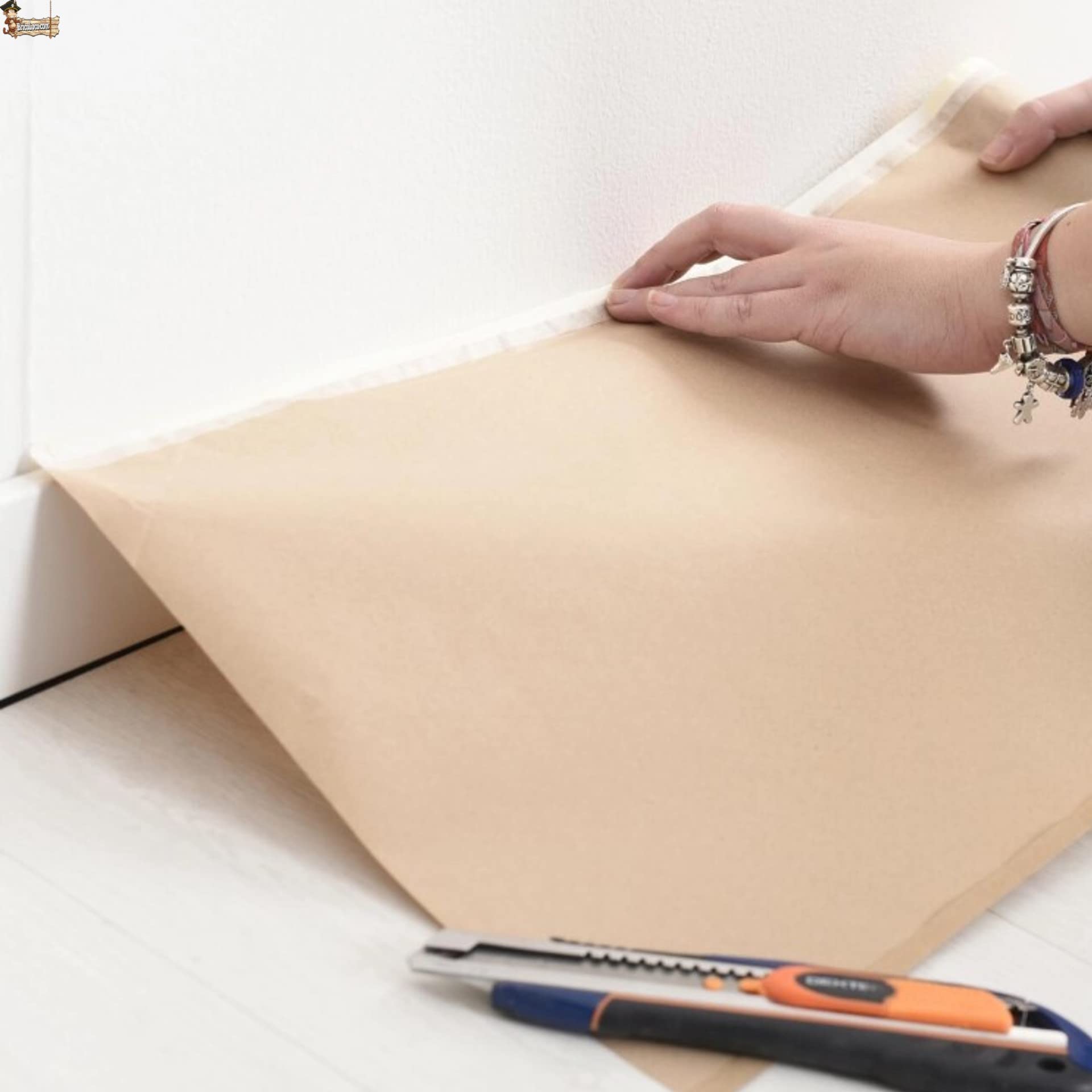 BricoLoco.com Cinta carrocero adhesiva pintura con papel kraft marrón ¡¡ 240 METROS!! (12x20 mts) Ancho 30 cms. Cinta pintor protector para pintar y enmascarar fácilmente (12 uds. 30 cms. x 20 mts.)