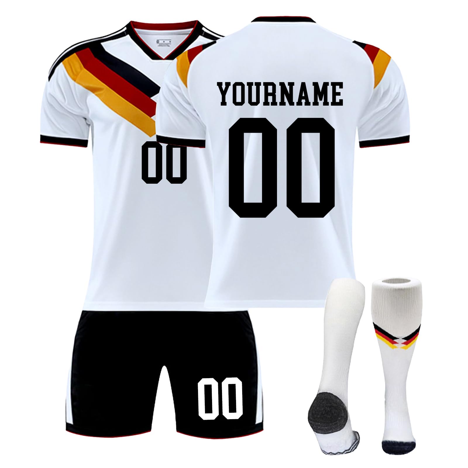 Deutschland Trikot Kinder WM 2026 Personalisiert Trikot+Short mit Eigenem Namen/Nummer für Herren/Kinder, Männer Fussball Jungen Mädchen, T-Shirt, Shorts and Socks Outfit