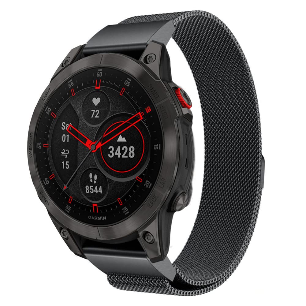 Strap-it Garmin Epix Gen 2 Milanese Strap (Black)