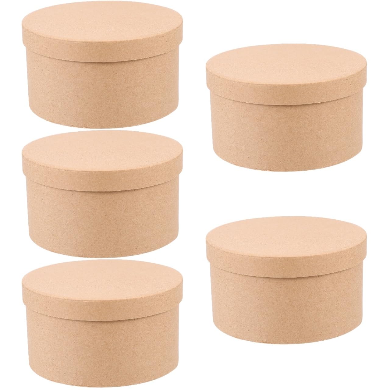 Paquete de 5 cajas redondas de papel kraft para galletas con tapas, contenedor circular de cartón de 5.5 pulgadas para embalaje de postres, soportes vacíos de papel maché para cupcakes, panadería