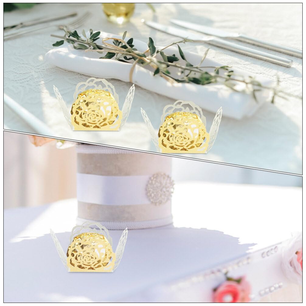 Alipis 50stücke Papier Schokoladenverpackung Durchbrochene Blumen Pralinenschalen Muffinförmchen für Hochzeiten Dessertpapiertablett Pralinenbecher Süßigkeitendekoration