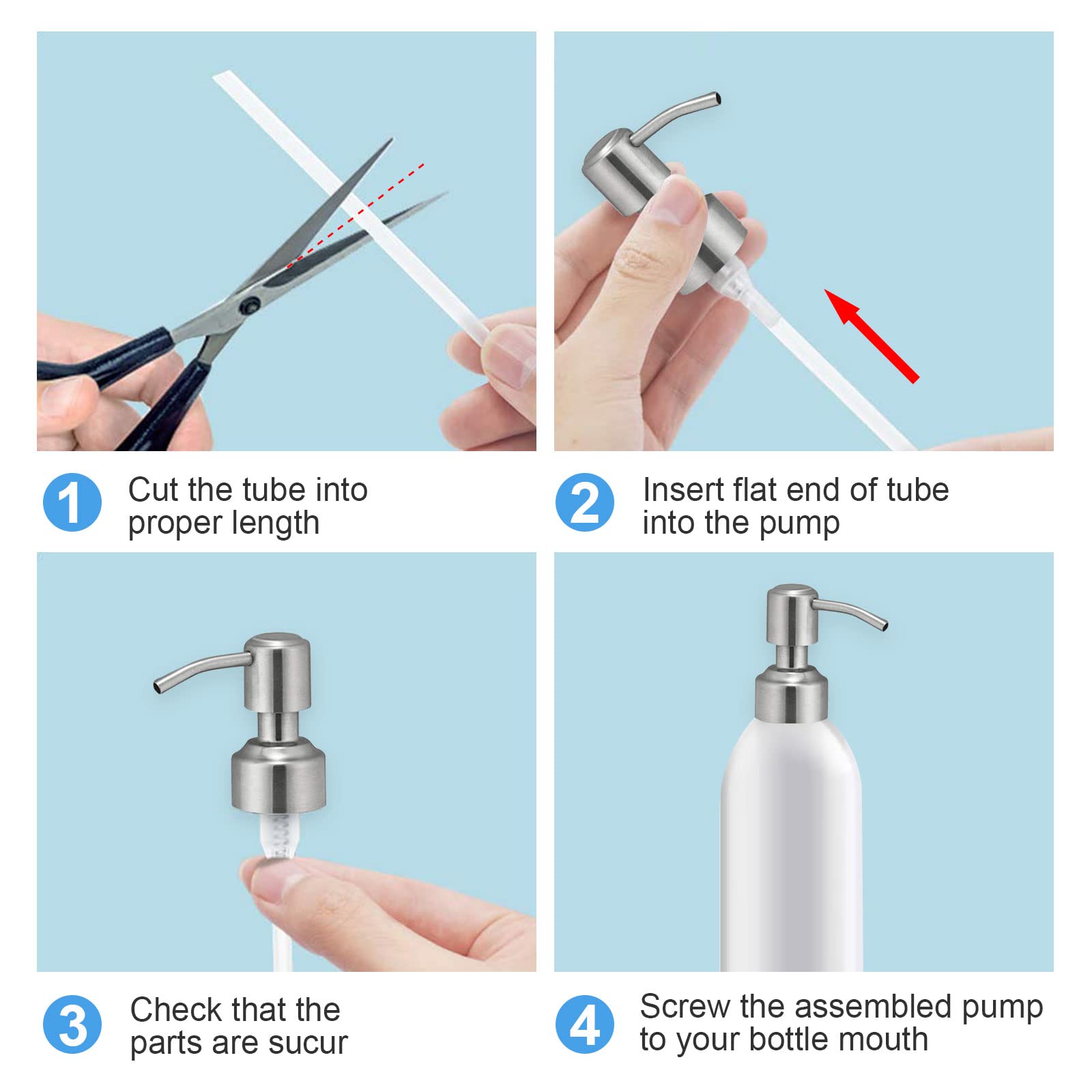 Amazon｜2 パック ソープディスペンサー ポンプ 2 ストロー付き 304