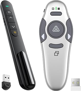 QUI Presenter Clicker Bundle | BK600 Slim-Shaped USB A Black & BQ100 Remote-Shaped USB A Silver