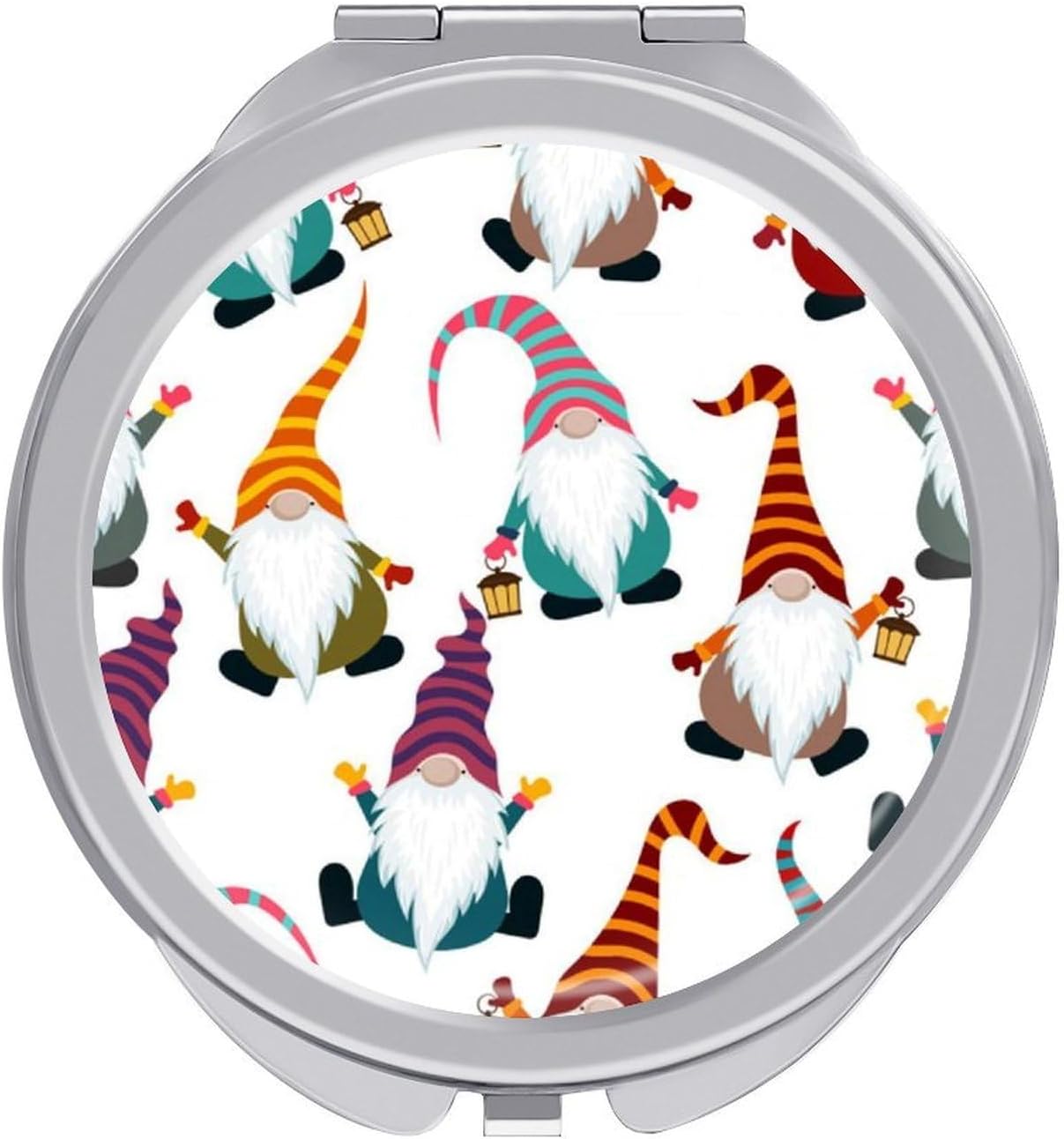 Xmas Funny Gnomes Makeup Mirror Compact Travel Mirror Portable 2-Sided Pocket Mirror Folding Beauty Mirrors Handheld Lightweight Mini Mirrors for Purse for Women Gift