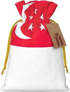 YKJJFVZ Singapore Flag Print Medium Size Drawstring Gift Bags Jewelry Pouches For Candy Wedding Favors Christmas