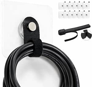 Cable Organizer with 12 Hooks and 20 Reusable Straps