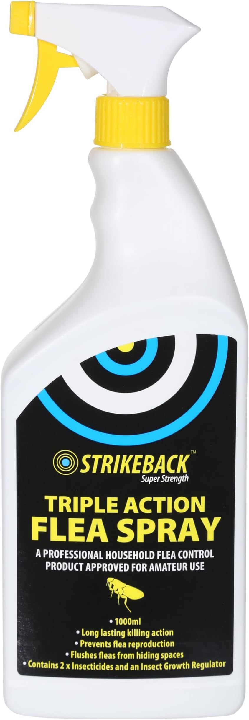 Strikeback Super Strength Triple Action Household Flea Spray 1L - Advanced Flea Control, Triple Insecticides & Growth Regulator