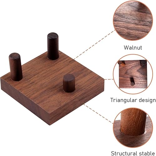 Miniatura 4 de Soporte de exhibición de cristal de nogal, soporte de exhibición de roca con tres clavijas, soportes para caballete de exhibición de geodas de coral