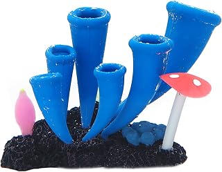 HOOLRZI Plantas decorativas de cuernos artificiales coloridos para peceras, adornos que brillan en la oscuridad para plantas de terrario