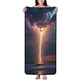 TZTTZT Cotton Bath Towels for Bathroom - Cool Lightning Print No.7 Microfiber Towels for Body Bath Sheets, Quick Dry Beach Towel, Soft Shower Towel for Travel, Beach, Home, 27 * 55 Inch