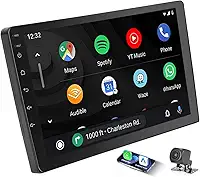 Multimidia Automotivo 9 Polegadas IPS, 2+32G, com Câmara de Marcha Atrás, para CarPlay e Android Auto, Visão Noturna AHD de Alta Definição, Compatível com Carros e Caminhões