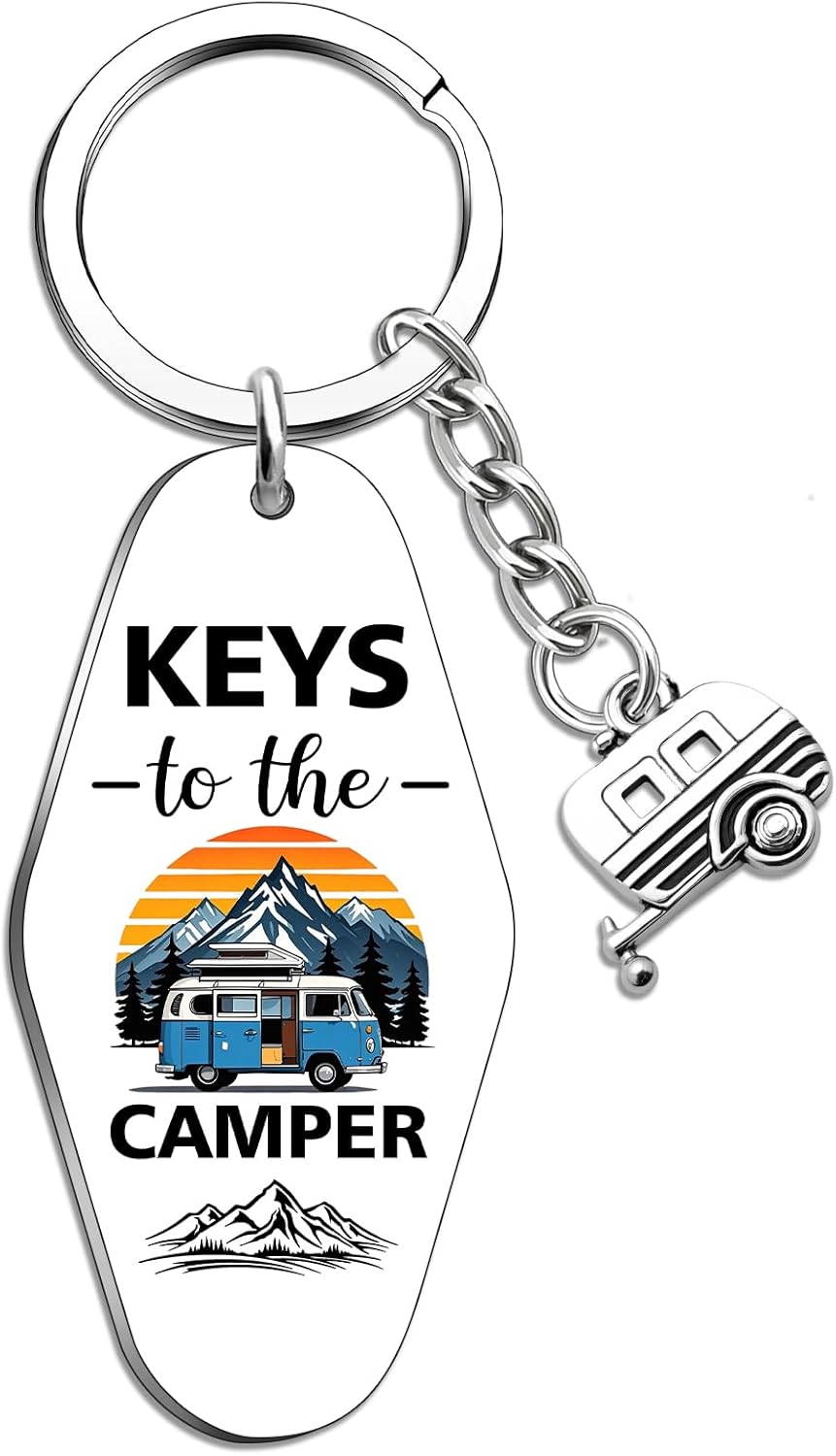 Camper Keychain RV Keychain Accessories Camper Accessories Camping Gifts For Women Men Happy Camper Stuff For Rv Owner