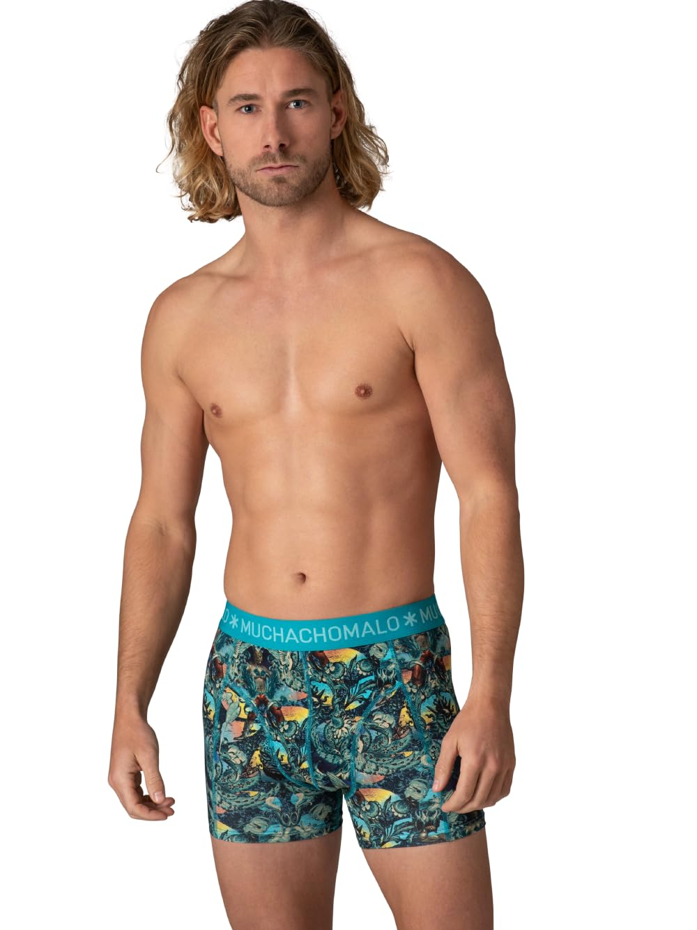 Muchachomalo Boxer da uomo, biancheria intima in cotone da uomo, confezione da 4 pezzi, boxer stampati, taglio classico, con elastico in vita