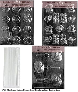 قالب حلوى الشوكولاتة TURKEY LOLLY، قالب حلوى الشوكولاتة Thanksgiving Mints ومجموعة حلوى الشوكولاتة لعيد الشكر مع تعليمات التشكيل