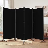 gaildon 6FT Tall 4-Panel Folding Room Divider - Portable Freestanding Privacy Screen Partition for Home Office, Black