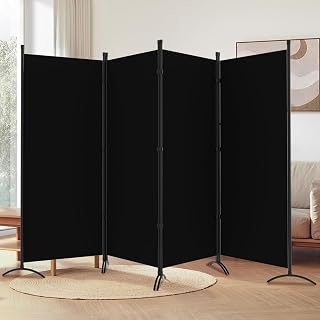 gaildon 6FT Tall 4-Panel Folding Room Divider - Portable Freestanding Privacy Screen Partition for Home Office, Black