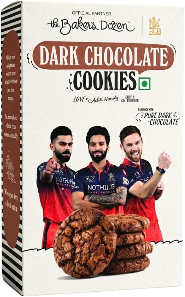 The Baker's Dozen Dark Chocolate Cookies | Zero Palm Oil | Zero Trans Fat | Zero Preservatives | Made with Pure Dark Chocolate | Handcrafted with Love by Aditi Handa - Chef & Co-Founder | 200g