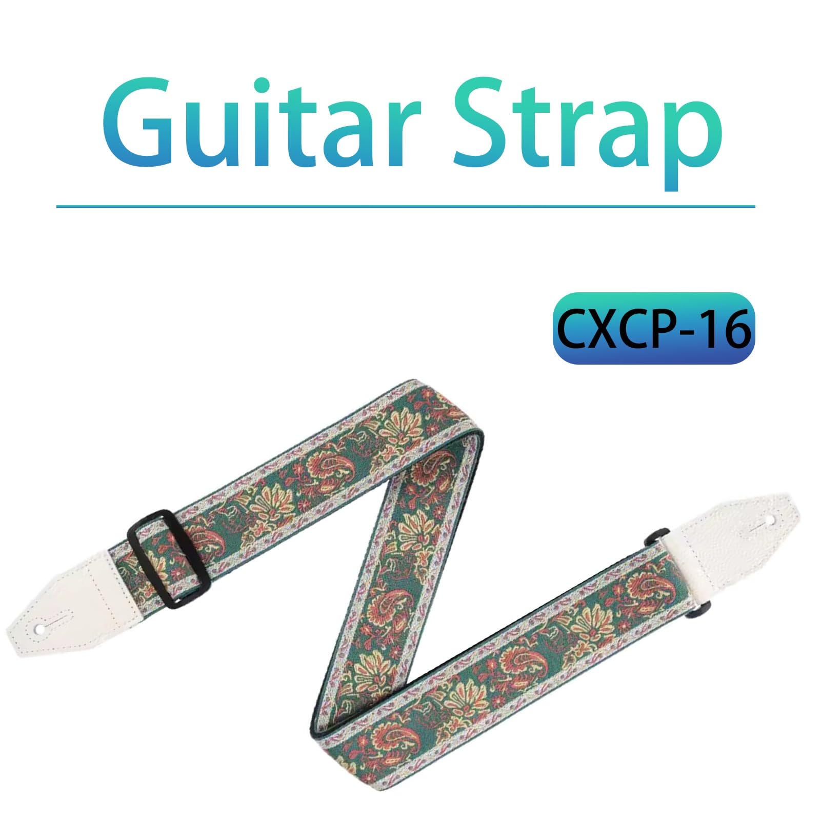 Correa De Guitarra Correas de Guitarra de algodón con Extremos de Cuero para bajo, eléctrico y acústico(CXCP-16)