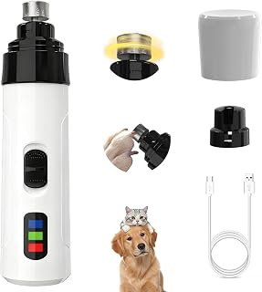 Silent Groom Pro Nail Grinder - Safe & Gentle with LED Light and USB Charging for Dogs and Cats, Professional Pet Nail Trimmer and Grooming Tool