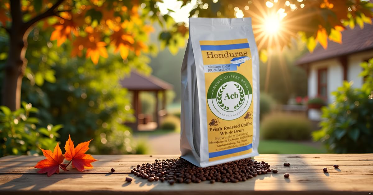 Aroma Coffee Bean Honduras Coffee Medium Roast Whole Bean 2 lb Resealable Bag