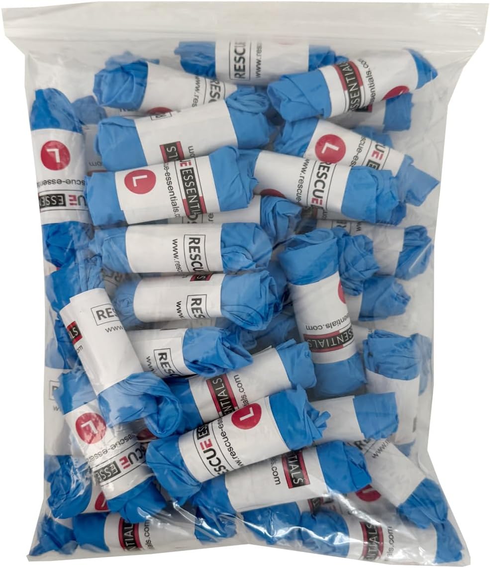 Rescue Essentials Rolled Pairs Blue Nitrile Gloves, 50 Rolled Pairs