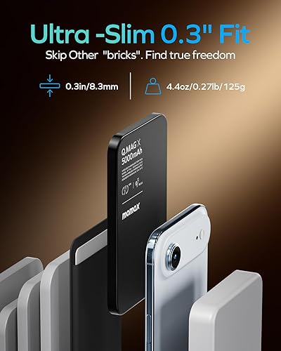 Miniatura 3 de MOMAX Cargador de batería magnético, cargador portátil inalámbrico de 5000 mAh, batería de carga rápida con cable de 20 W, compatible con Magsafe,