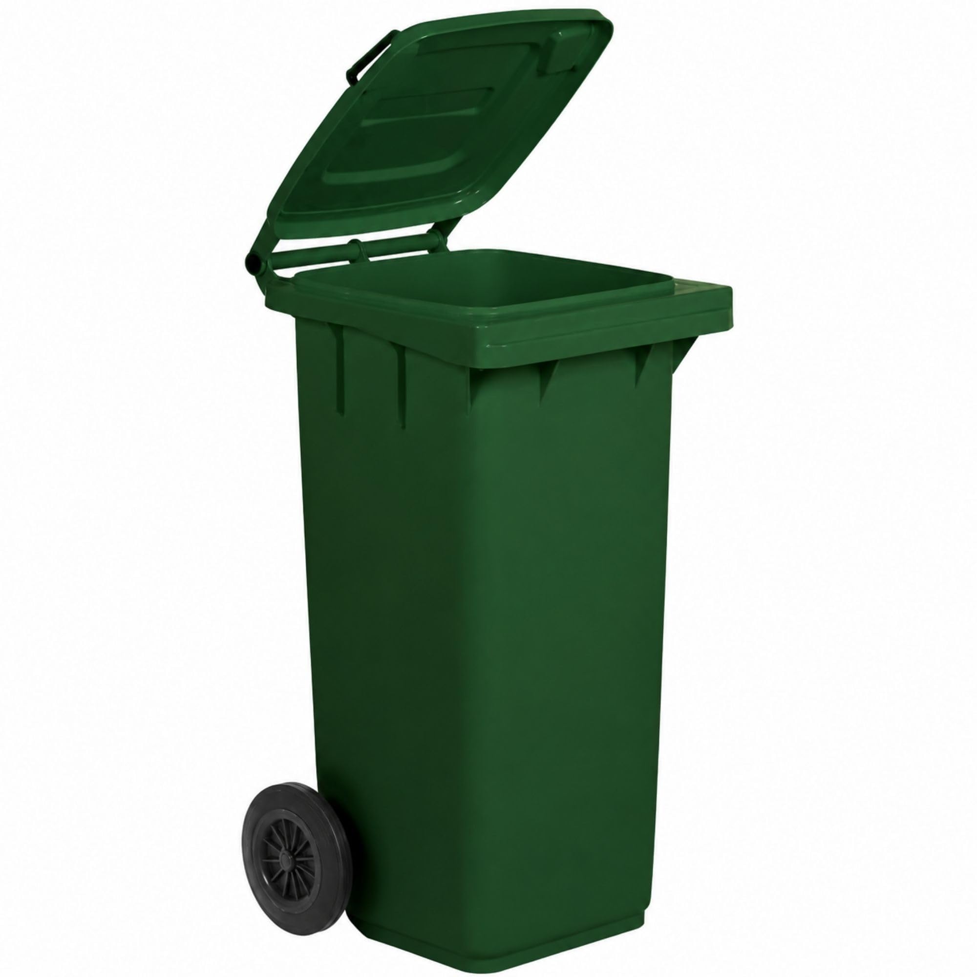 Bidone Carrellato 120 Litri PEHD Verde Scuro con Ruote Silenziose