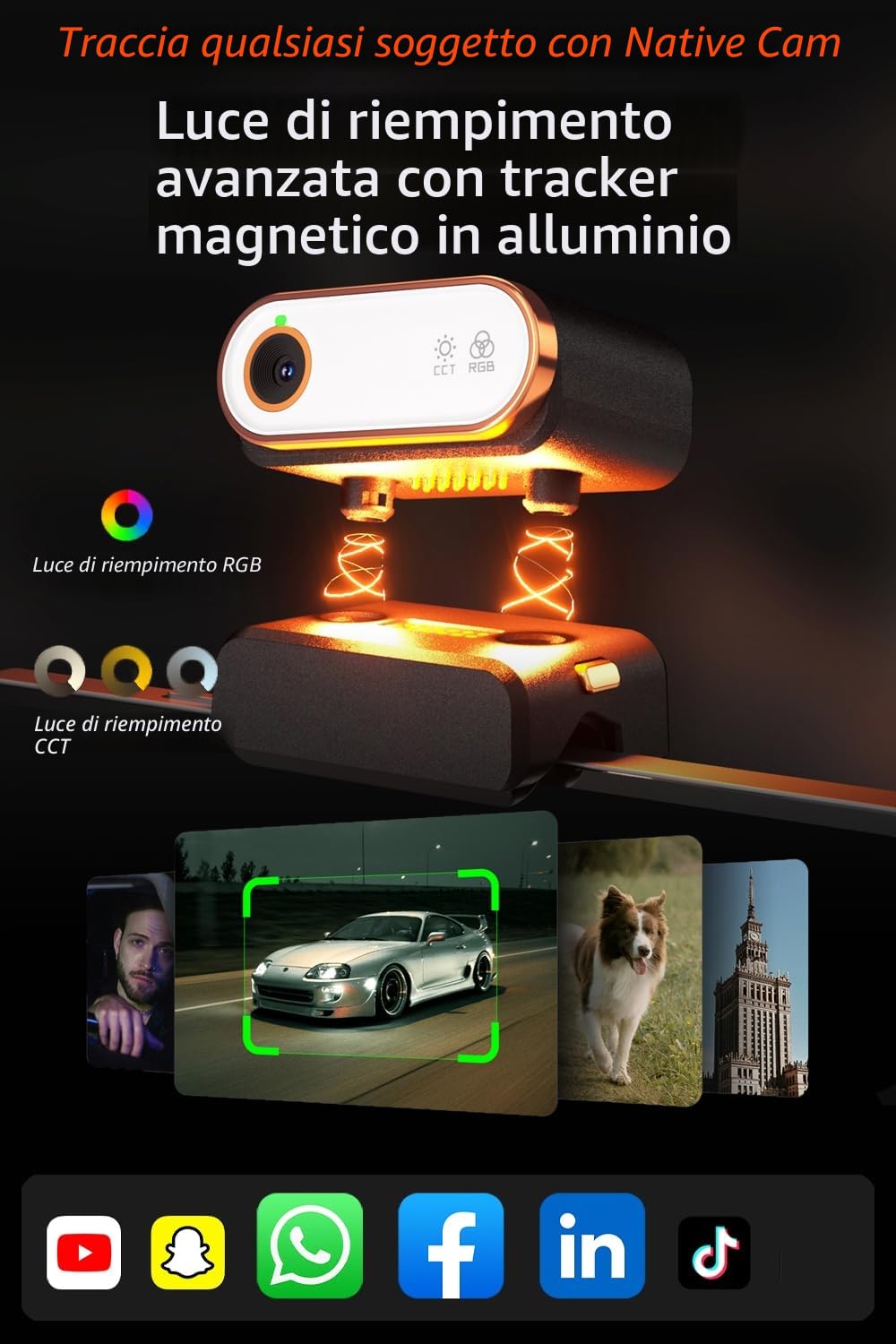 hohem iSteady M7 Stabilizzatore per Smartphone, Tracker AI con Luce RGB Regolabile,Telecomando Tattile Staccabile,Asta di Prolunga, Stabilizzatore Gimbal con Carico Utile di 500g per iPhone e Android