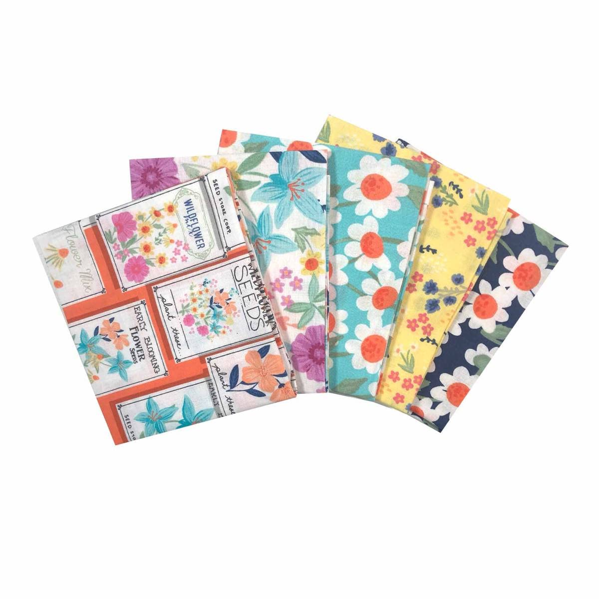 Fabric Palette - Grow Where You are Planted Fat Quarters Bundle Pack of 5-100% Cotton Fabric (Crafts, Quilting Fabric)