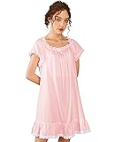 Womens' Cotton Nightgown Short Sleeve Sleepwear Vintage Victorian Nightshirt Lounge Dress