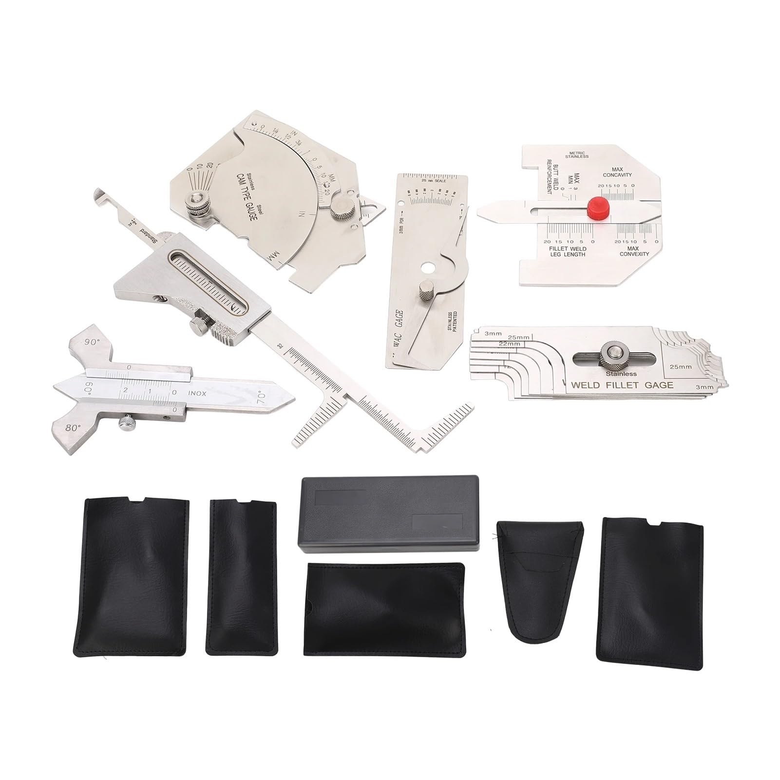 Diameter Measuring Tool, Fillet Weld Gauge Set Include Hi Lo Porosity Undercuts Checking Angle Measuring Tool