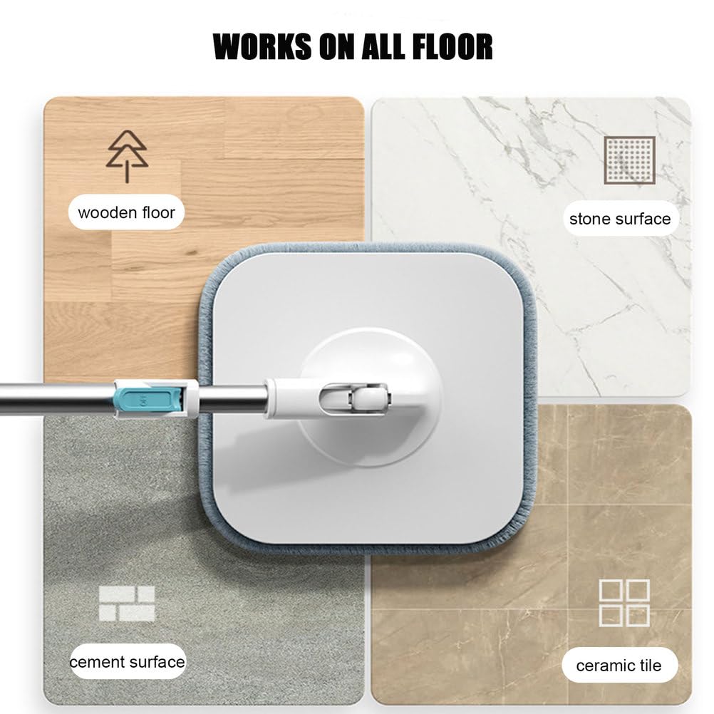 Juego de fregona y cubo giratorio de doble escurridor, agua limpia y sucia, limpieza profunda para suelos de madera dura, azulejos y laminados, ideal para dueños de mascotas y uso doméstico