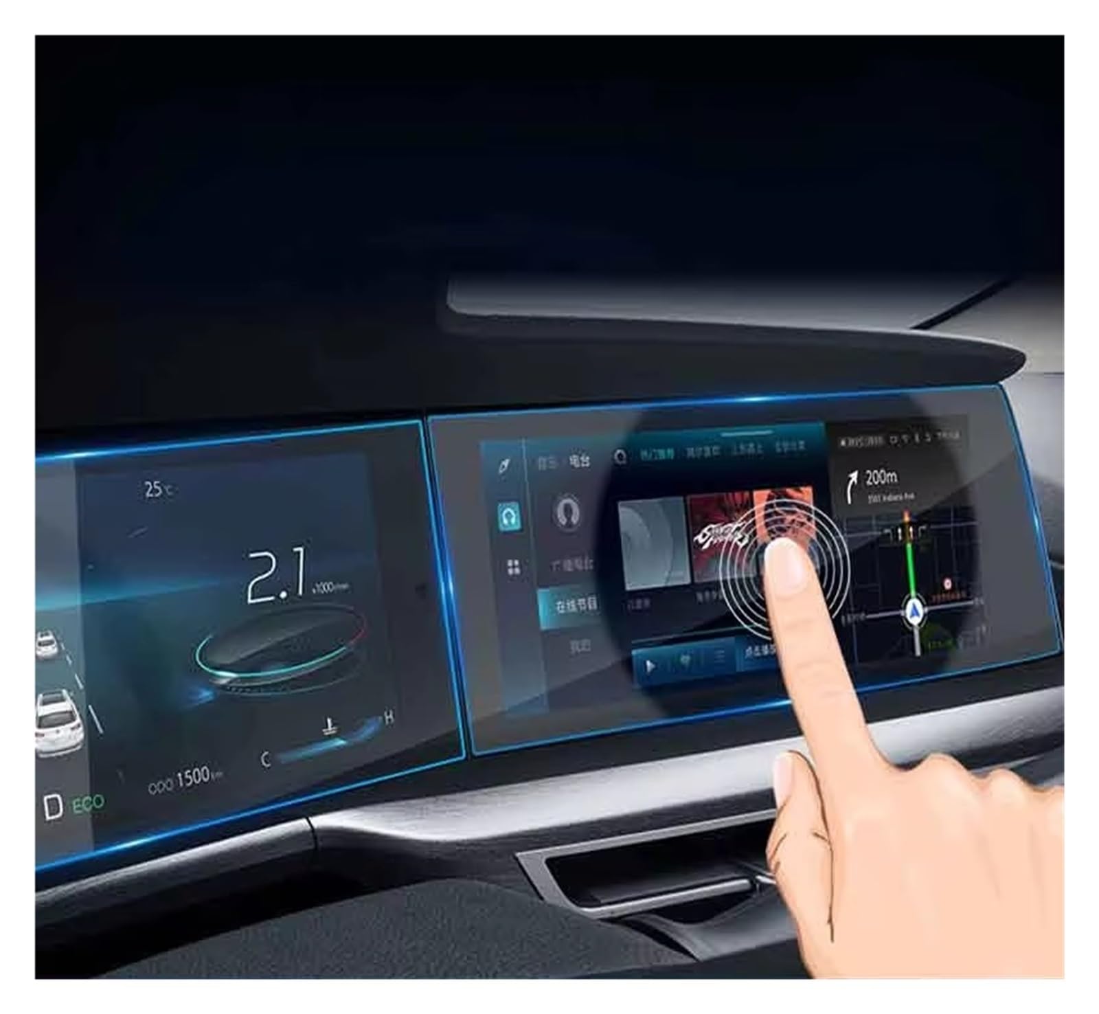 Pellicola Protettiva in Vetro temperato per Schermo di Navigazione GPS per Auto 4 Pezzi per Changan CS75 e Plus 2020 2021.
