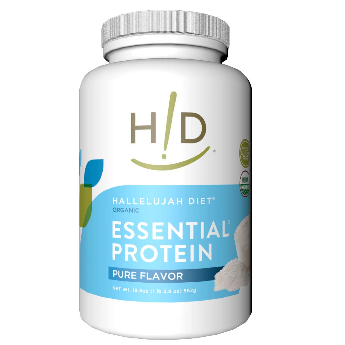 Proteína esencial orgánica en polvo Hallelujah Diet - Pura - Alto en proteínas y minerales - 500 g (15 porciones)