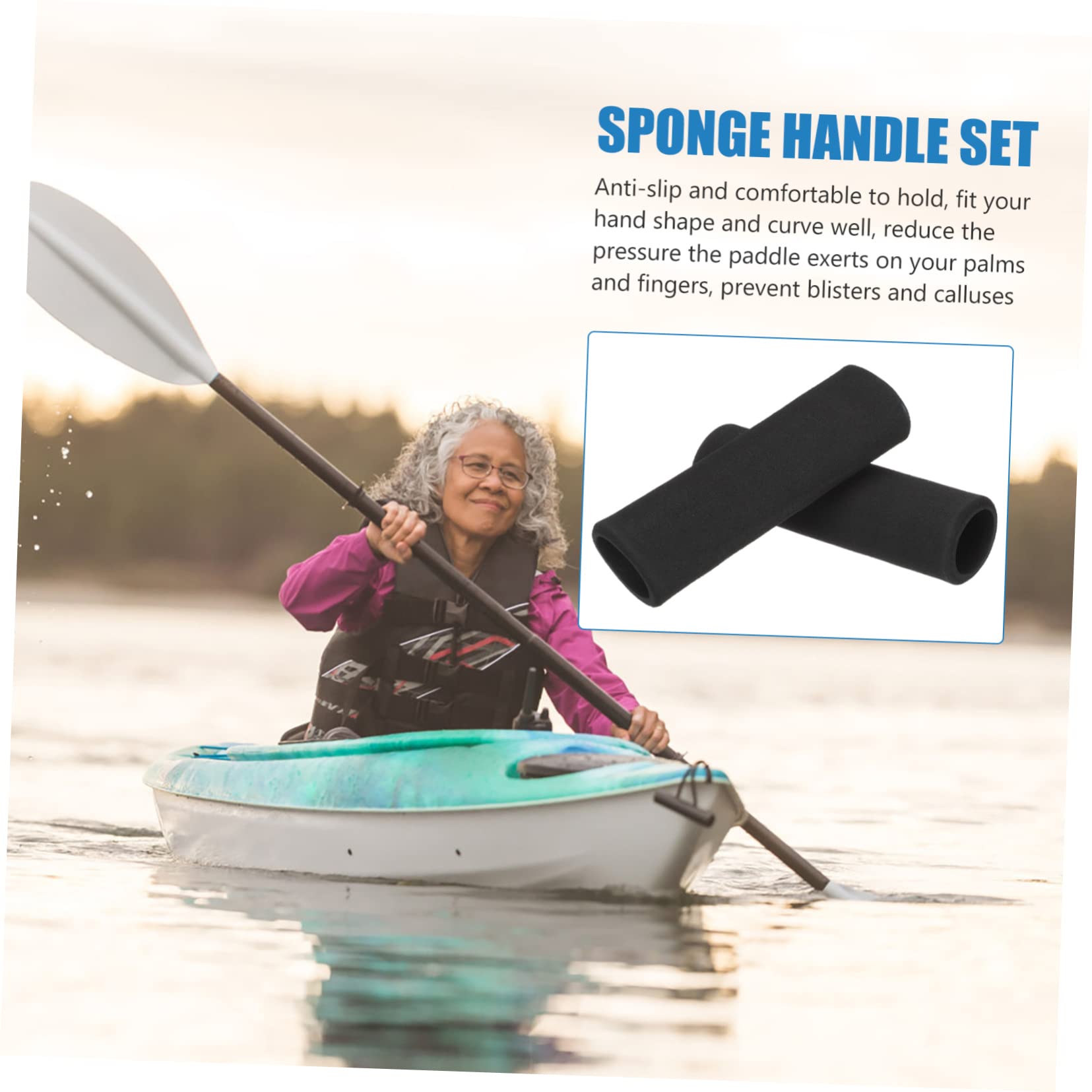 LAPYAPPE 10pcs Anti-Slip Sponge Kayak Paddle Wraps Non-Slip Paddle Covers for Canoeing Comfortable Grip Protection and Kayak Accessories for All Skill Levels