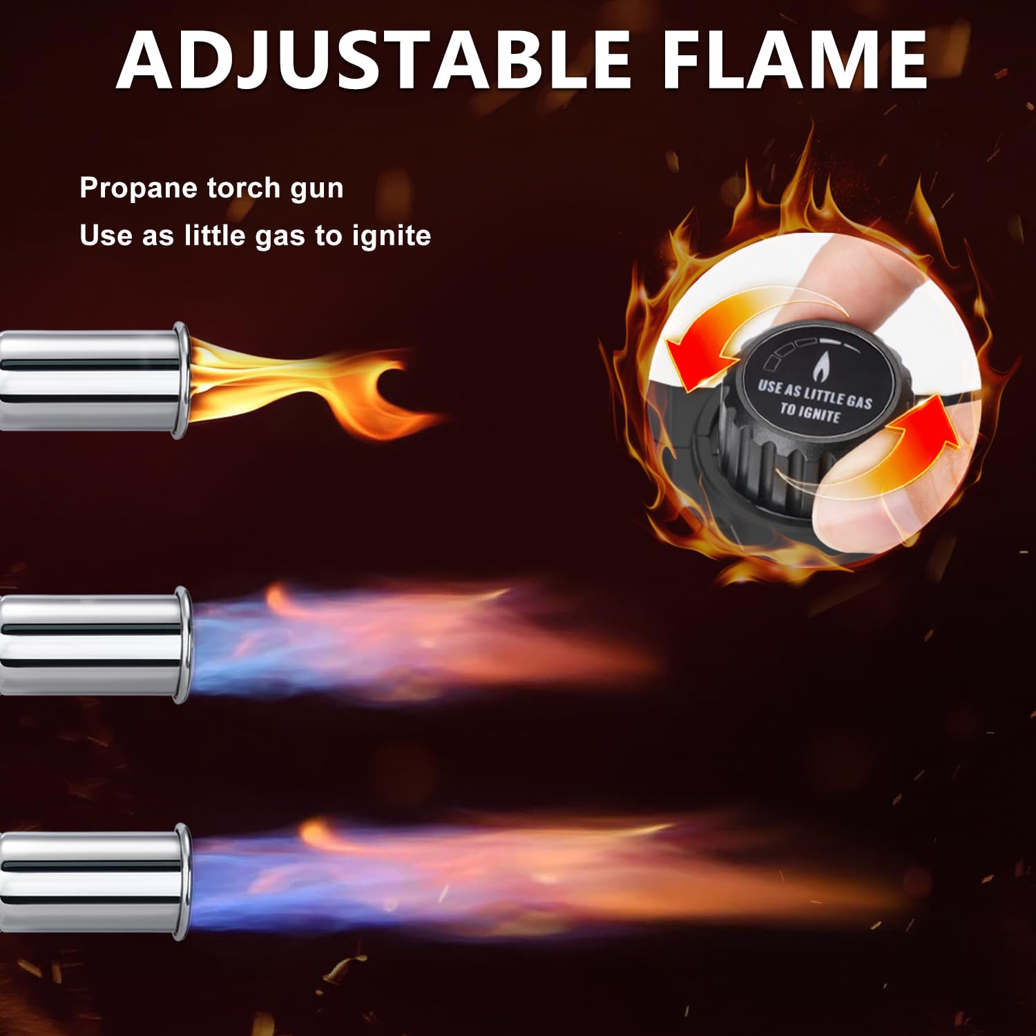 Potente soplete de propano con diseño desmontable, linterna de cocina de llama ajustable, quemador de pistola lanzallamas para barbacoa, filetes, soldadura, encendedor de carbón de camping