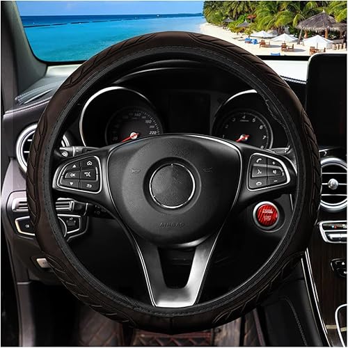 Funda elástica de cuero para volante, universal de 15 pulgadas, antideslizante y transpirable, accesorios para interiores de automóvil, duradero,