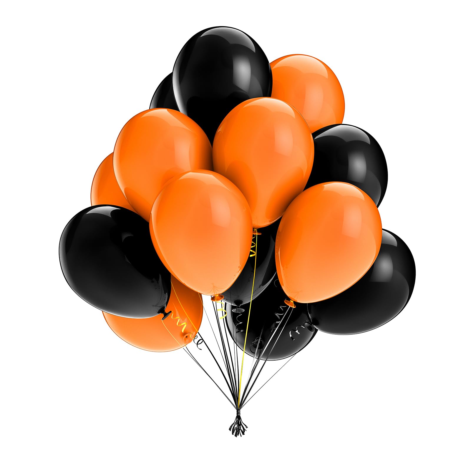 SimpleWild Premium 10-Inch Black and Orange Balloons Mix - Large & Strong, Helium-Quality Latex Ballon for Birthday Decoration, Balloon Arch Kit, Wedding and Celebrations - Pack of 50