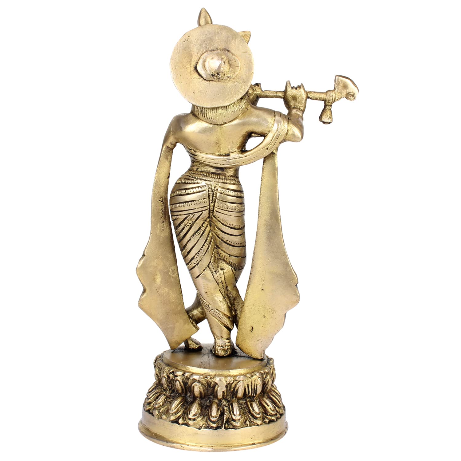ARTVARKO Campana Ghanti In Ottone Con Krishna Che Suona Il Flauto – Per Puja, Tempio Casa E Ufficio, Altezza 14 Cm, Fatto A Mano