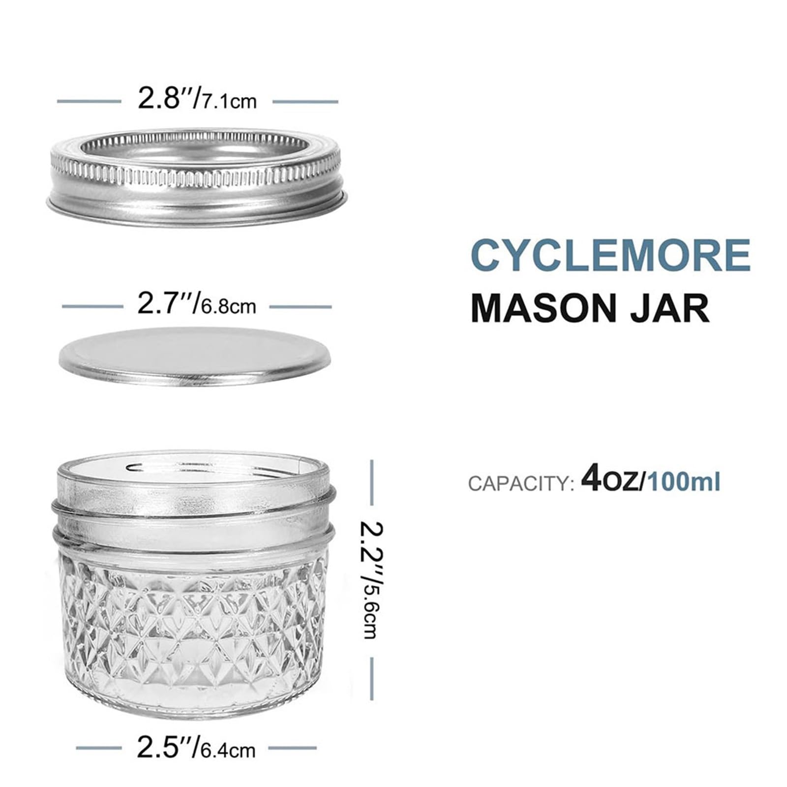 GläSer Zum Einkochen 4oz Mini-Glas mit abnehmbaren Deckeln, Konserven for Honig, Marmelade, Gelee, Hochzeitsgeschenke, Lebensmittelaufbewahrung in der Küche(6Pcs)