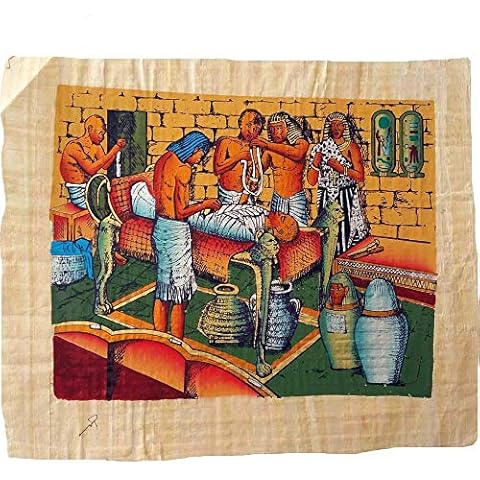 The Mummification Process in Ancient Egypt on an Original Papyrus 33 x 43 cm Handmade and Hand Painted in Egypt Cover